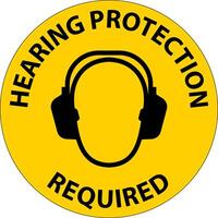 Caution Hearing Protection Required Sign On White Background vector