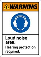 Warning Hearing Protection Required Sign On White Background vector