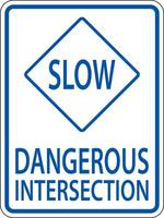 Slow Dangerous Intersection Sign On White Background vector