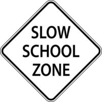 Slow School Zone Sign On White Background vector