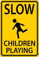 Slow Children Playing Sign On White Background vector