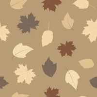 Autumn leaves seamless pattern in brown tones vector