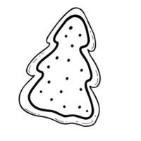 Gingerbread. linear Christmas tree. Linear hand drawing vector