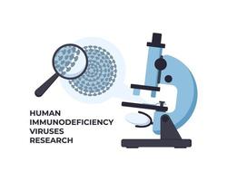 HIV and microscope. Microbiology concept. vector