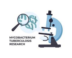 Tuberculosis bacterium and microscope. Microbiology concept. vector