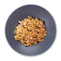 top view of porridge from whole spelt grains photo