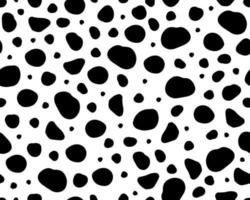Dalmatian pattern seamless pattern on a white isolated background. Black uneven spots animal print. Vector background