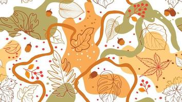 Autumn leaves seamless pattern. Season floral wallpaper. Fall leaf nature background. Flourish nature autumn garden leaves ornamental texture vector