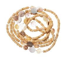 coiled necklace from natural bone beads isolated photo