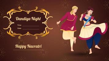 Couple dandiya night banner vector, Happy Navratri. vector