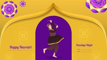 traditionally dressed men with dandiya stick, Happy Navratri vector