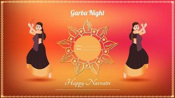 Traditionally dressed girl vector, creative dandiya banner vector, Happy Navratri. vector