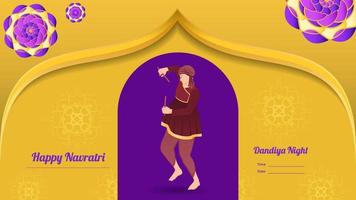 traditionally dressed men with dandiya stick, Happy Navratri vector