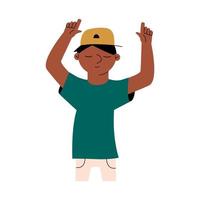 The boy dances and gesticulates. Vector illustration in flat style