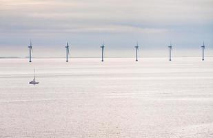 offshore wind farm at early morning photo