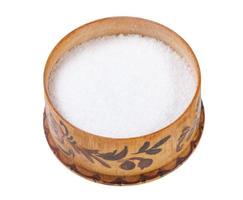 wooden salt cellar with fine ground Sea Salt photo