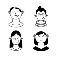 four persons monochrome characters vector