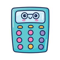 calculator math kawaii style vector