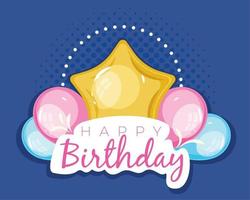 happy birthday glossy decoration vector