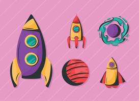 five space outer icons vector