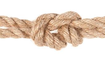 surgeon's knot joining two ropes close up isolated photo