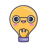 bulb light kawaii vector