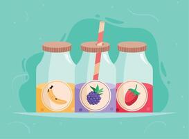 bottles of yogurt drinks vector