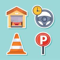 four parking service icons vector