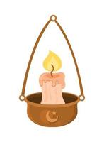 arabic lamp with candle vector