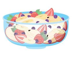 bowl with fruits and yogurt vector