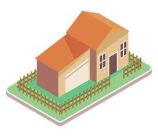 isometric house with fence vector