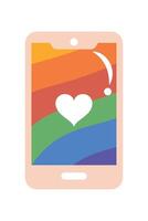 smartphone with lgtbi flag vector