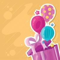 balloons helium in purple giftbox vector