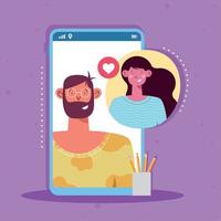 couple talking virtual relationship vector