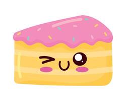 porción de pastel comida dulce kawaii vector