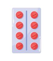 pastillas rojas en blister push vector