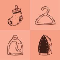 laundry service four icons vector