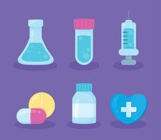 six medical healthcare icons vector