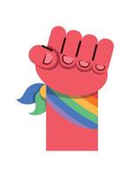 fist with lgbtq flag vector