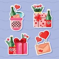 cuatro iconos del día de san valentín vector