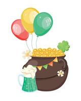 st patrick cauldron with balloons vector