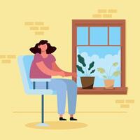 woman with houseplant vector