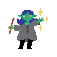 witch with magic wand vector