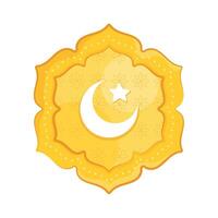 crescent moon in golden emblem vector