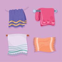 cuatro iconos de baño de toallas vector