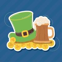 sombrero de copa y cerveza de san patricio vector