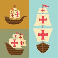 happy columbus day caravels vector