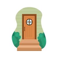 wooden door front scene vector