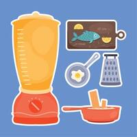 kitchen utensils five icons vector