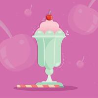 milkshake cup with cherry vector